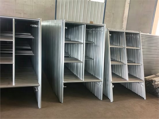 Scaffolding frames and shoring system components in factory